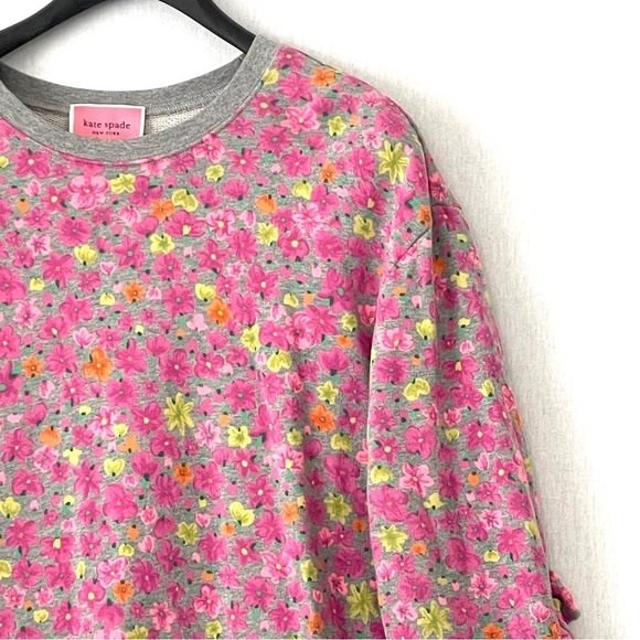 Kate Spade Marker Floral Ruffle Sleeves Sweatshirt Dress - Picture 5 of 13